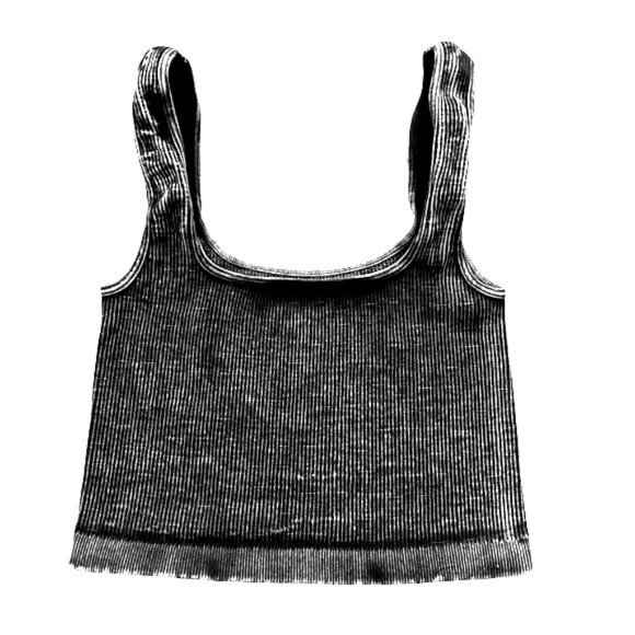 FREE PEOPLE MOVEMENT HAPPINESS DISTRESSED BLACK SQUARE NECK CROP SZ:M/L … - Picture 8 of 12